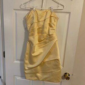 Elegant Yellow Strapless Dress